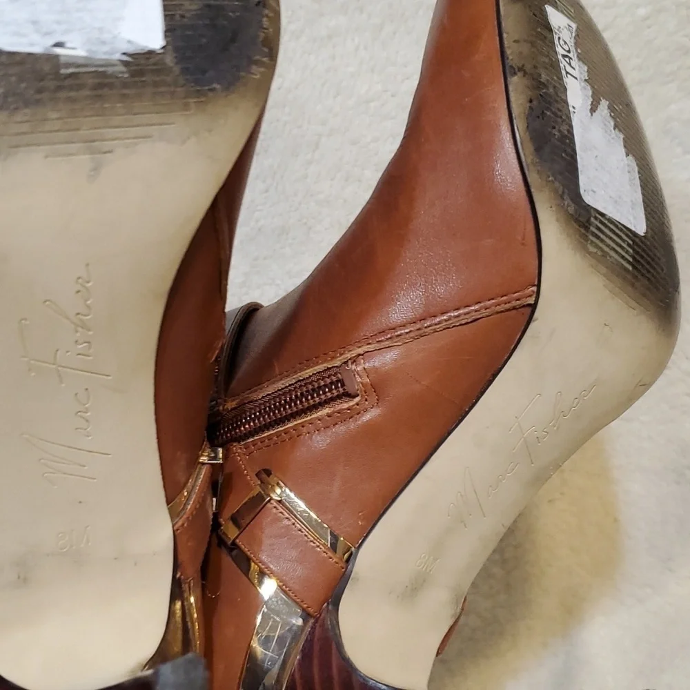 Marc Fisher Leather Upper Ankle Boots SZ 8M